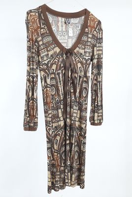 Jean Paul Gaultier robe à motif tribal en coton polyester.