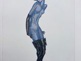 an image of a drawing of a woman in a blue dress