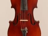 a close up of a violin with a bow on a white background