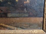 a picture of a painting of a man sitting on a bench