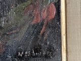 a picture of a painting of a red flower in a frame