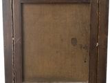 an old picture of a brown frame with a white background