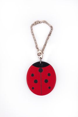 un porte-clés en forme de coccinelle, orné d'une coccinelle rouge et noire