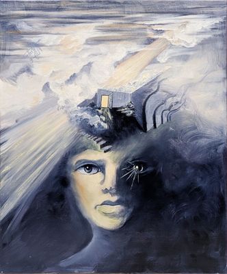 Hugues MINDER dit HUGO (1950) "Perturbé" Huile sur toile sig…