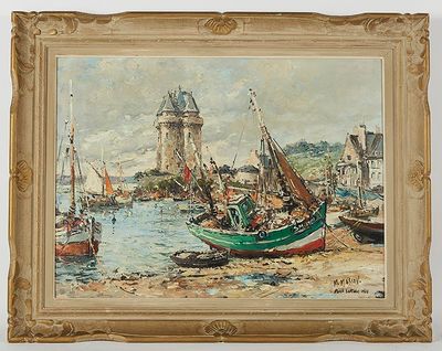MASSON M. (XXe) - "Port Solidor", huile sur toile signée, si…