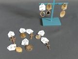 a small display with a lot of coins and keys
