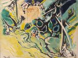 an image of a painting of a man riding a horse