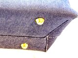 a close up of a purse with buttons on it