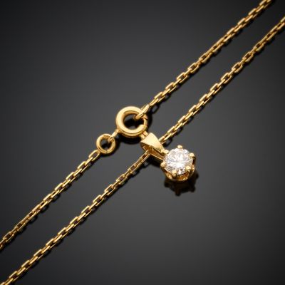 Chaîne de collier en or jaune 750 millièmes, à maille forçat, ornée d’ - Photo 1