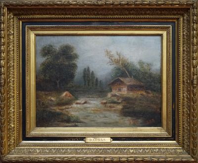 DAUNAS, XIXe-XXe. Chalet au bord de la riviere Huile sur toi…