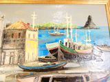 une image d'une peinture de bateaux sur l'eau