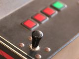 a close up of a video game controller on a table