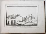 an old book with a drawing of a man on a horse drawn carriage