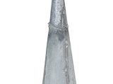 a metal sculpture of a bird on top of a cone