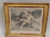une image représentant un tableau d'un ange et d'une femme dans un cadre doré
