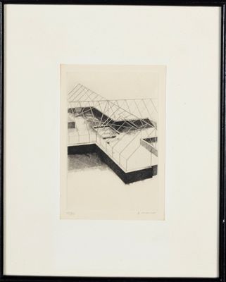 une image d'un dessin en noir et blanc d'un bâtiment