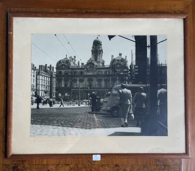 framed photograph of a black and white photo of a city street