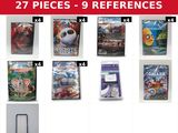 beaucoup de DVD et de jeux à vendre sur la table