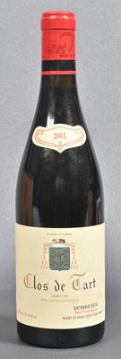 bottle of red wine with a red cap on a grey background