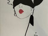 affiche française représentant une femme aux yeux bandés et au rouge à lèvres rouge