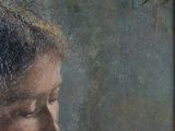 painting of a woman holding a bird in her hand