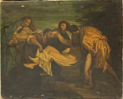 an image of a painting of a group of people in a field