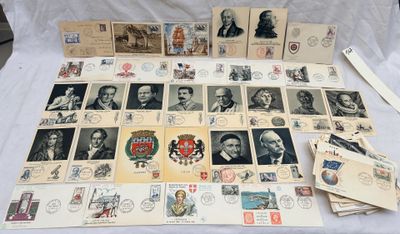 an image of a collection of stamps and postcards on a table