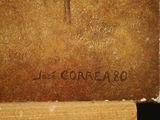 painting of a cross on a wooden block with writing on it