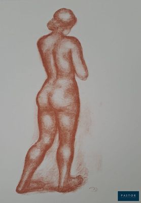 an image of a drawing of a woman standing in front of a white wall