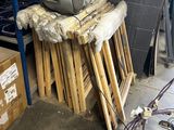 a pile of wood that is sitting on top of a table