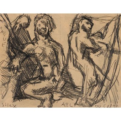 an image of a drawing of two people sitting on a bench