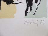 a picture of a drawing of a man and a dog