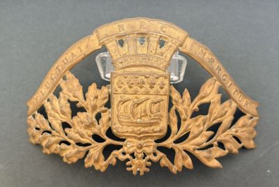 une image représentant un insigne de couleur dorée orné d'une couronne