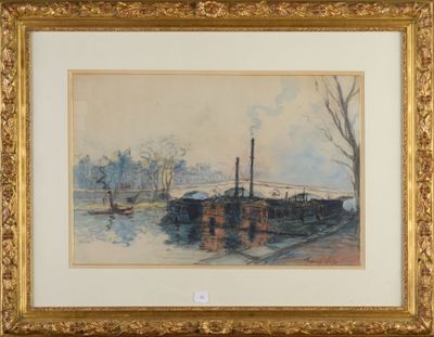 an image of a painting of a boat in a body of water