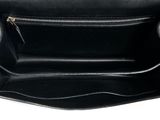 the inside of a black purse with a zipper on it