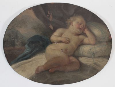 a painting of a naked woman laying on a bed