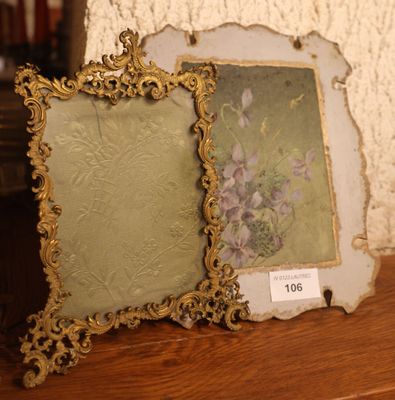 Cadre à poser en bronze de style rocaille + Bouquet de fleur… - Photo 1