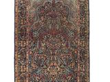 an antique persian rug with a floral design on a white background