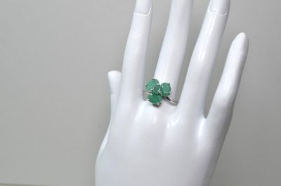 une image représentant la main d'une femme à laquelle est passée une bague verte