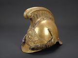 helmet of a roman soldier with a helmet on the back of it
