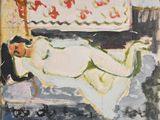 une image représentant un tableau où l'on voit une femme allongée sur un canapé