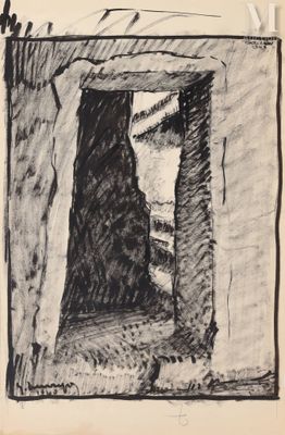 une image représentant un dessin en noir et blanc d'une porte
