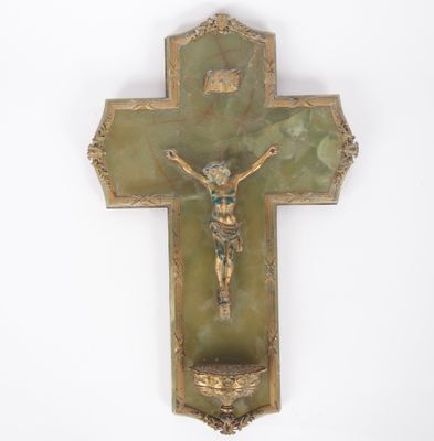 Crucifix bénitier Napoléon III de style Louis XVI en laiton …