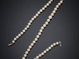 a cultured pearl and diamond necklace