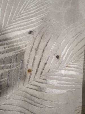 un gros plan sur un morceau de bois peint en blanc