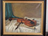 a painting of a violin on a sheet of paper