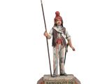 figurine of a man with a spear and a hat