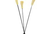 a pair of floor lamps on a tripod stand on a white background