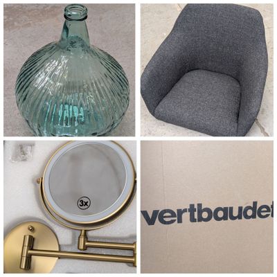 four different pictures of a chair, a mirror, and a chair