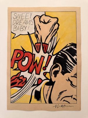 a drawing of a comic strip with a man holding a knife